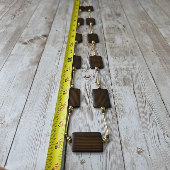 Women's Bamboo Necklace Brown and Gold - Picture 4 of 4